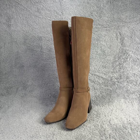 Blondo Twyla Tall Suede Boots Women's Size 10 Tan Taupe Riding Boots High Heel - Picture 6 of 13